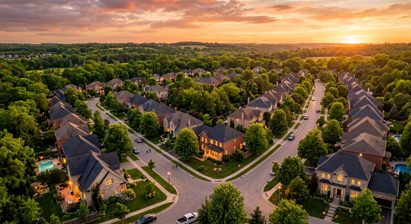 Neighborhood at sunset